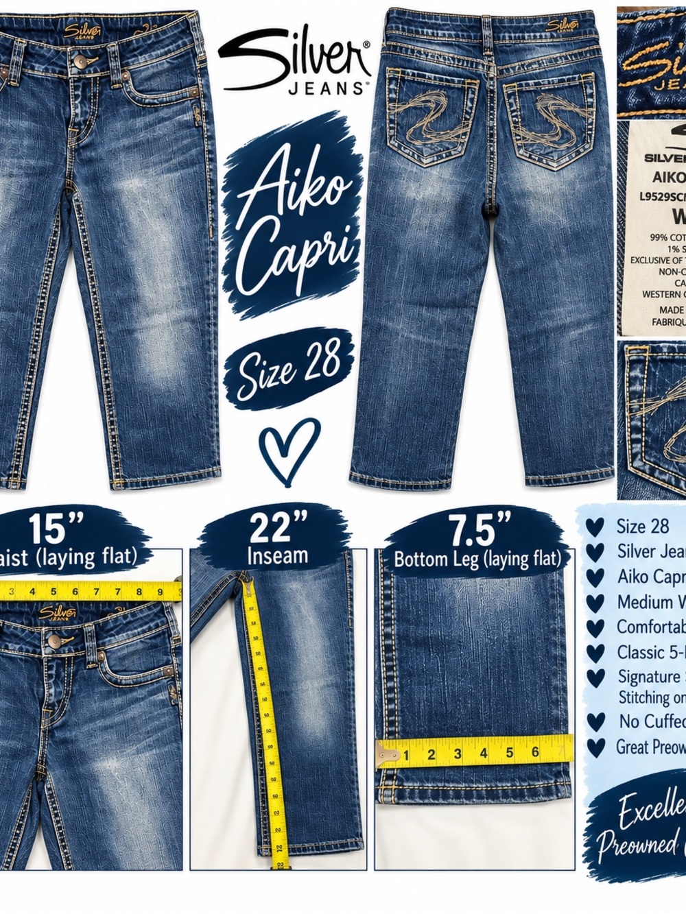 Women’s Silver brand Capris
